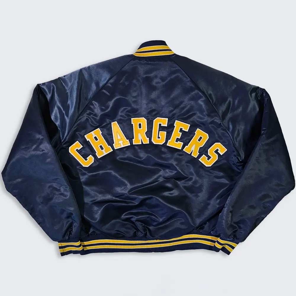 San Diego Chargers Vintage 80s Chalk Line Satin Bomber Jacket